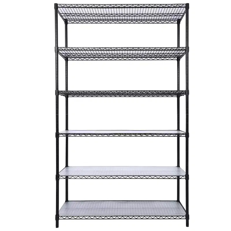 VIYET 6 Tier 6000LBS NSF Metal Wire Shelving, Heavy Duty Adjustable Rack with Wheels & Shelf Liners (Black, 84H48L20D)