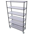 VIYET 6 Tier 6000LBS NSF Metal Wire Shelving, Heavy Duty Adjustable Rack with Wheels & Shelf Liners (Black, 84H48L20D)