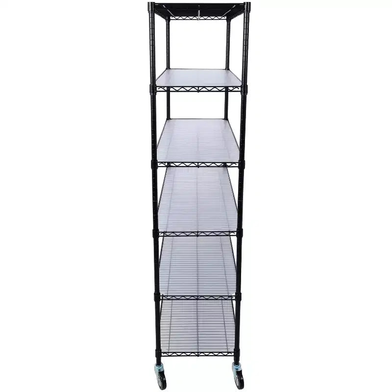 VIYET 6 Tier 6000LBS NSF Metal Wire Shelving, Heavy Duty Adjustable Rack with Wheels & Shelf Liners (Black, 84H48L20D)