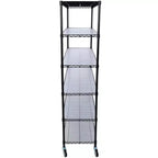 VIYET 6 Tier 6000LBS NSF Metal Wire Shelving, Heavy Duty Adjustable Rack with Wheels & Shelf Liners (Black, 84H48L20D)