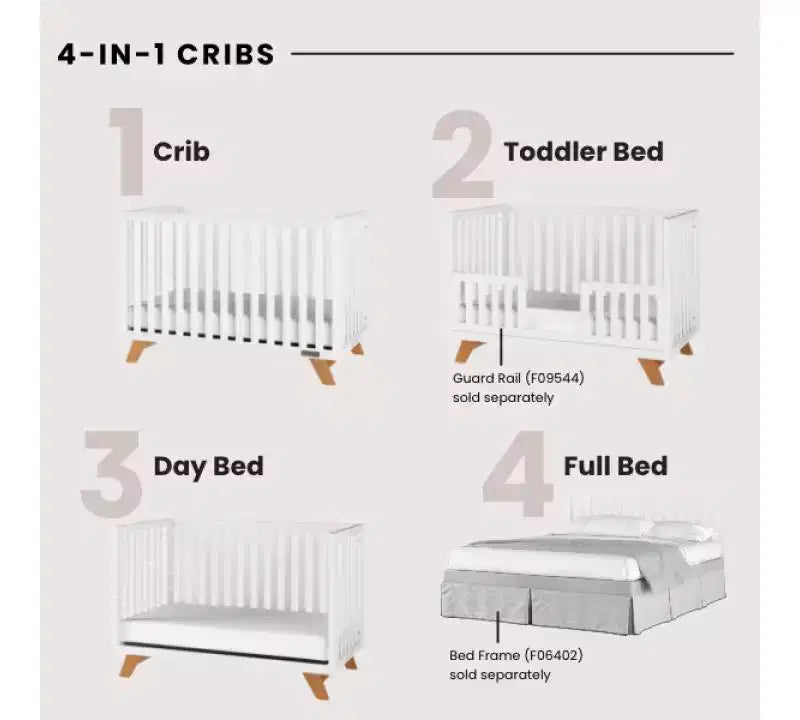 Child Craft SOHO Crib, 3-Drawer Dresser, Chest, Nightstand, 4-Piece Nursery Set
