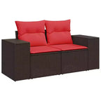 vidaXL Patio Sofa Set with Cushions Poly Rattan Acacia