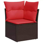 vidaXL Patio Sofa Set with Cushions Poly Rattan Acacia