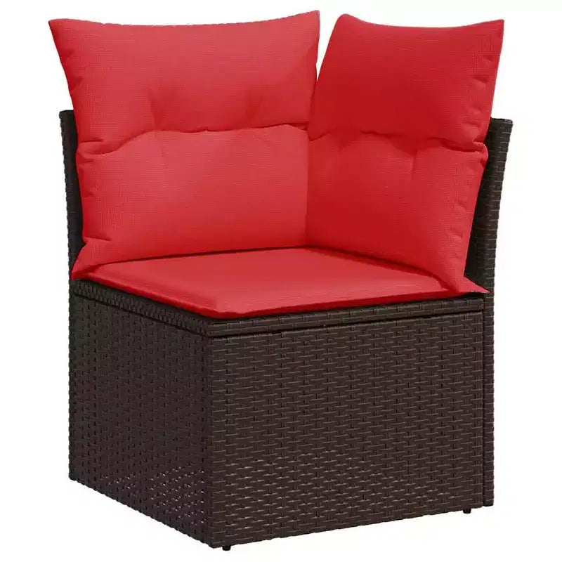 vidaXL Patio Sofa Set with Cushions Poly Rattan Acacia
