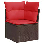 vidaXL Patio Sofa Set with Cushions Poly Rattan Acacia