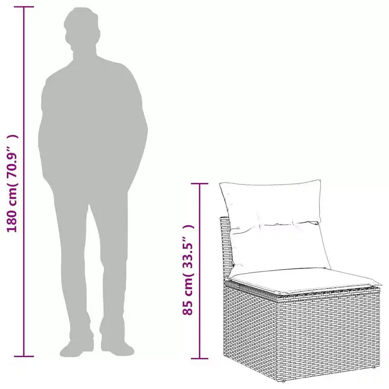 vidaXL Patio Sofa Set with Cushions Poly Rattan Acacia