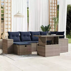 vidaXL Patio Sofa Set with Cushions Poly Rattan Acacia