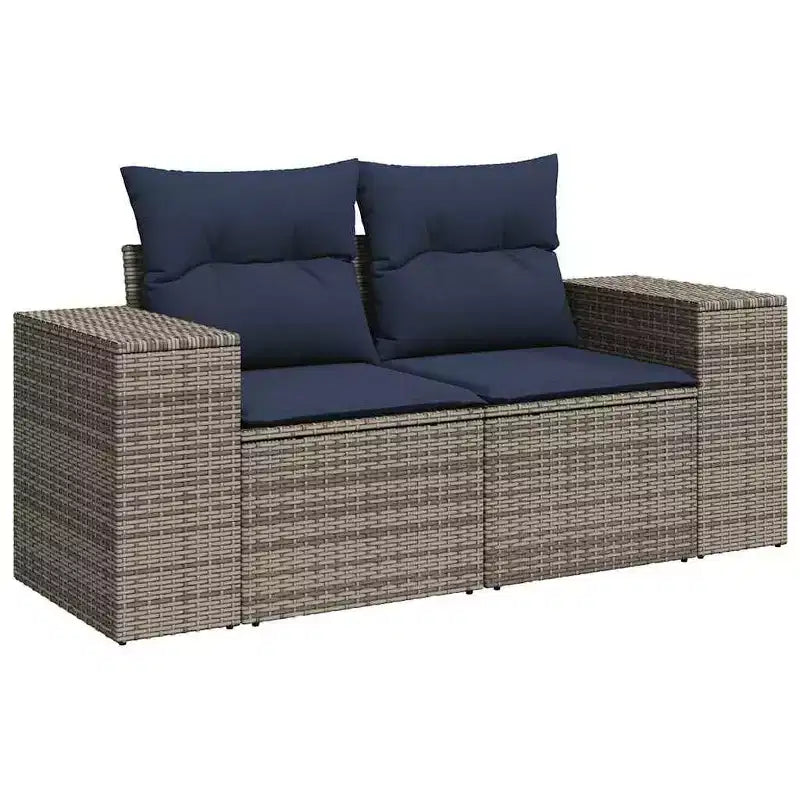 vidaXL Patio Sofa Set with Cushions Poly Rattan Acacia