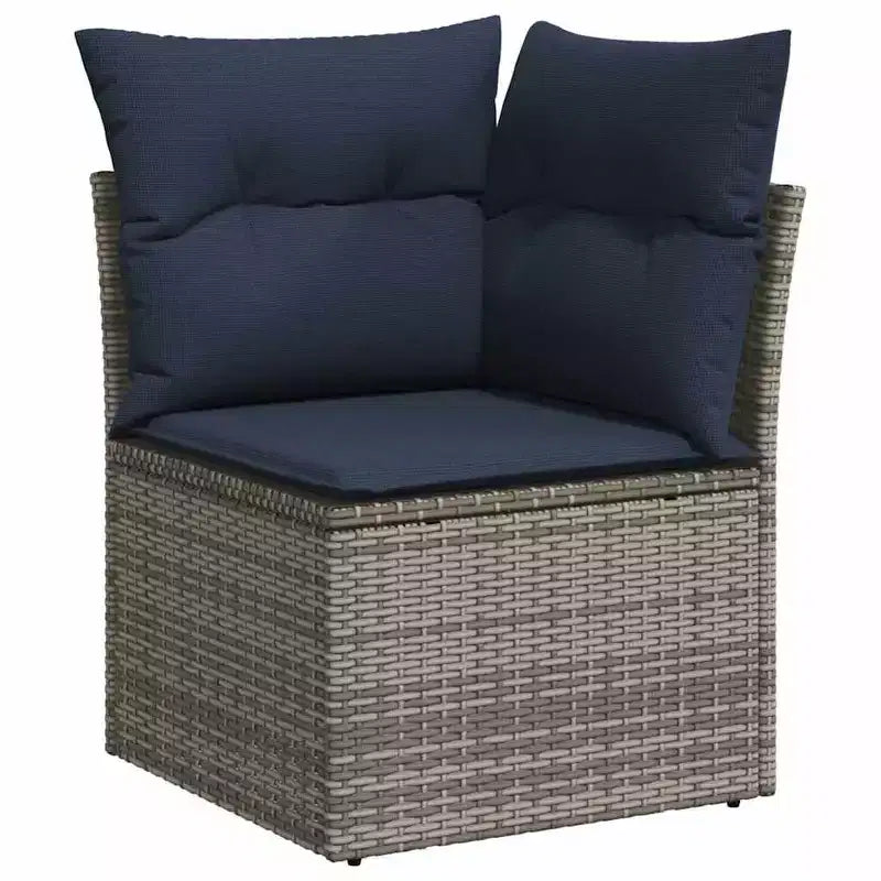 vidaXL Patio Sofa Set with Cushions Poly Rattan Acacia