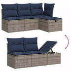vidaXL Patio Sofa Set with Cushions Poly Rattan Acacia
