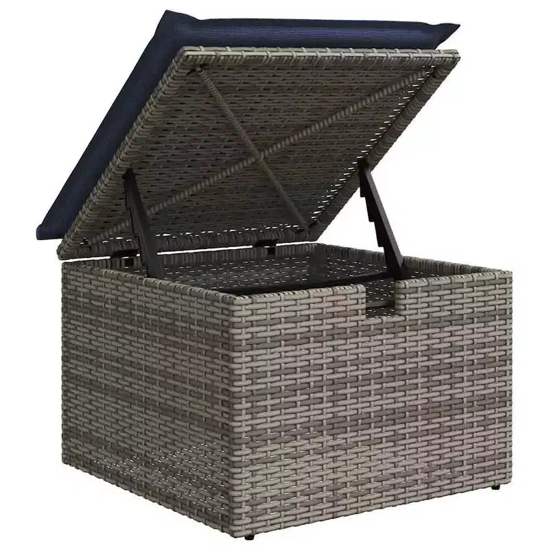 vidaXL Patio Sofa Set with Cushions Poly Rattan Acacia