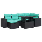 vidaXL Patio Sofa Set with Cushions Poly Rattan Acacia