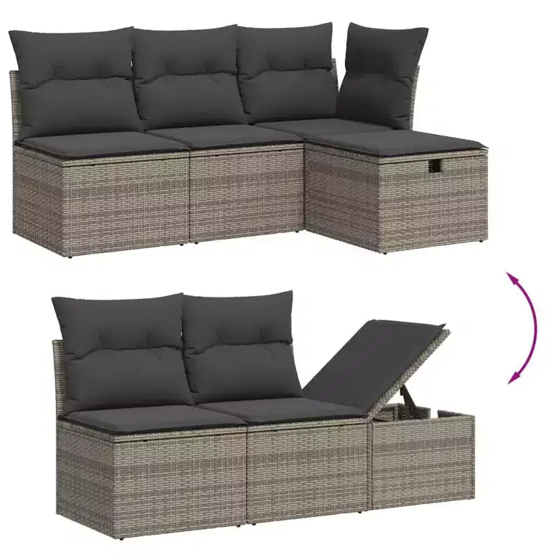 vidaXL 6 Piece Patio Sofa Set with Cushions Poly Rattan and Acacia