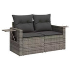 vidaXL 6 Piece Patio Sofa Set with Cushions Poly Rattan and Acacia