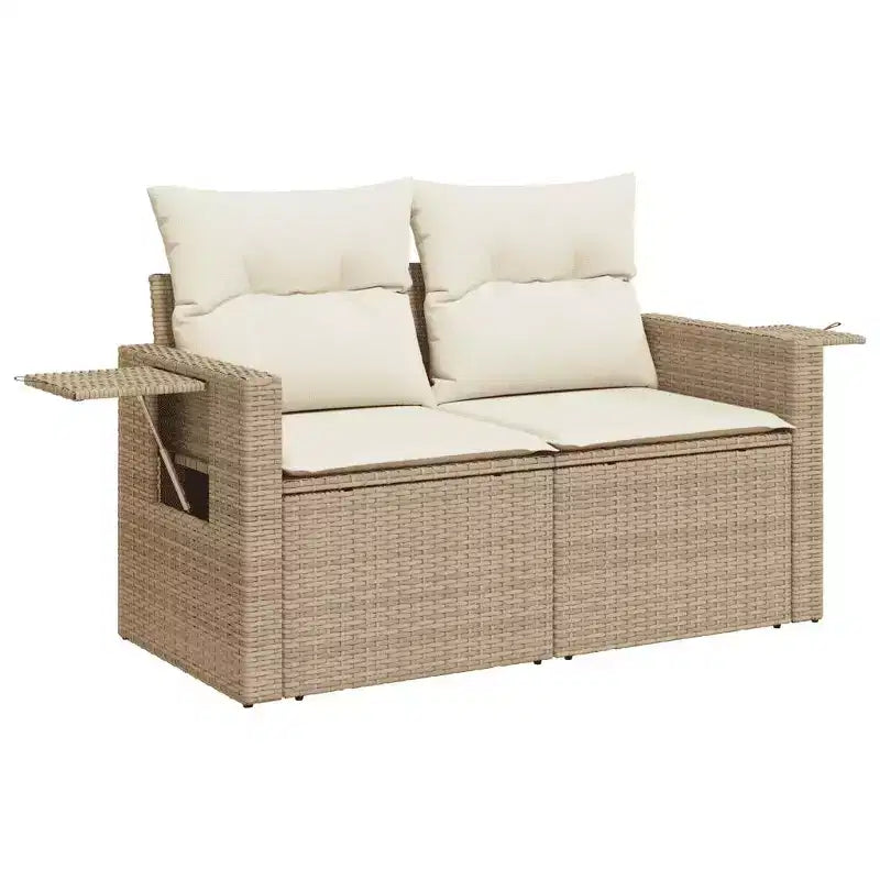 vidaXL 6 Piece Patio Sofa Set with Cushions Poly Rattan and Acacia
