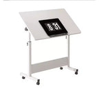 MDF+Steel Adjustable Height Foldable Small Standing Desk with Wheels for Home Office,