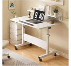Bureau debout réglable et pliable en MDF et acier avec roulettes pour la maison ou le bureau,