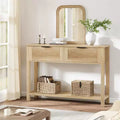 Fluted Entrance Table with 2 drawers, Console Table for Entrance, Wooden Sofa Table for Living Room, Hallway, Hallway, Burlywood