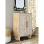 Signature Design by Ashley Dallinbury Accent Storage Cabinet with Carved Doors, Natural & Whitewash