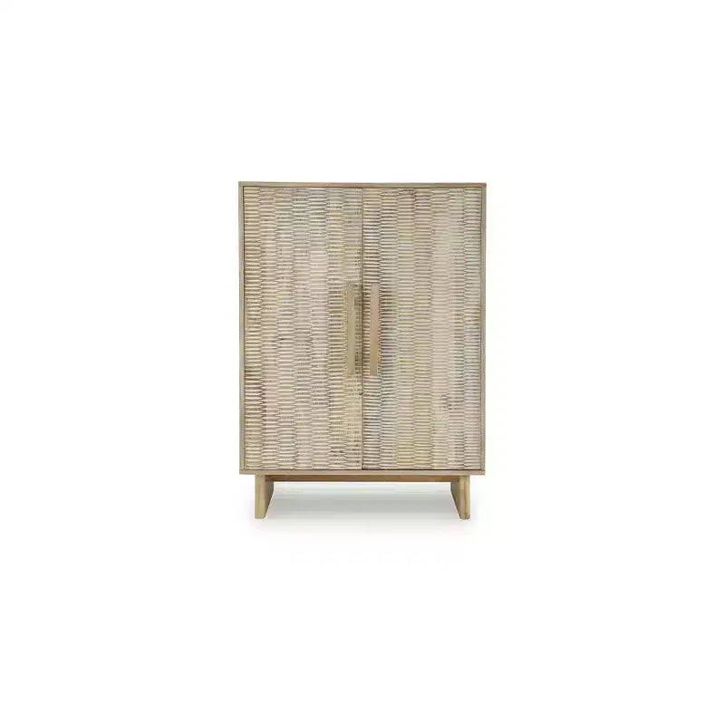 Signature Design by Ashley Dallinbury Accent Storage Cabinet with Carved Doors, Natural & Whitewash