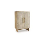 Signature Design by Ashley Dallinbury Accent Storage Cabinet with Carved Doors, Natural & Whitewash