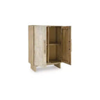 Signature Design by Ashley Dallinbury Accent Storage Cabinet with Carved Doors, Natural & Whitewash