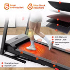 Inclined Treadmill w/ 300lb Capacity,3.75HP Folding Treadmill for Home,71 Program,APP Control,7.5MPH,HiFi Speaker,Shock-Absorbing, Knee Strap Gift