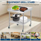 Acekool Stainless Steel Commercial Work Table with Adjustable Undershelf and Edge Baffle for Kitchen