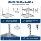 Acekool Stainless Steel Commercial Work Table with Adjustable Undershelf and Edge Baffle for Kitchen
