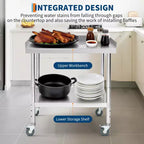 Acekool Stainless Steel Commercial Work Table with Adjustable Undershelf and Edge Baffle for Kitchen