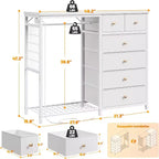 Commode à 6 tiroirs, Tour de rangement, Unité de rangement, Commode en tissu pour chambre à coucher, couloir, entrée, placards, Blanc
