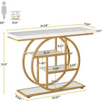 Lantine 41.3-Inch Industrial Console Table, 4-Tier Sofa Table with Circle Base and Storage for Living Room, Hallway, Foyer