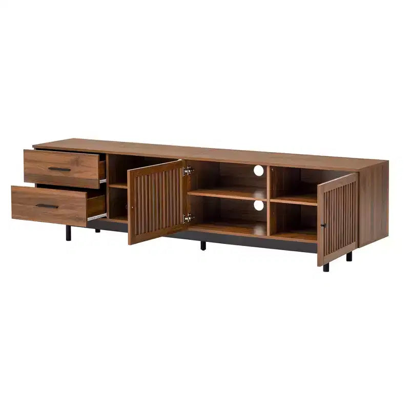 78'' Modern TV Stand for 85'' TVs Media Console Entertainment Center with Deep Drawers & Cable Management, Walnut - ModernLuxe