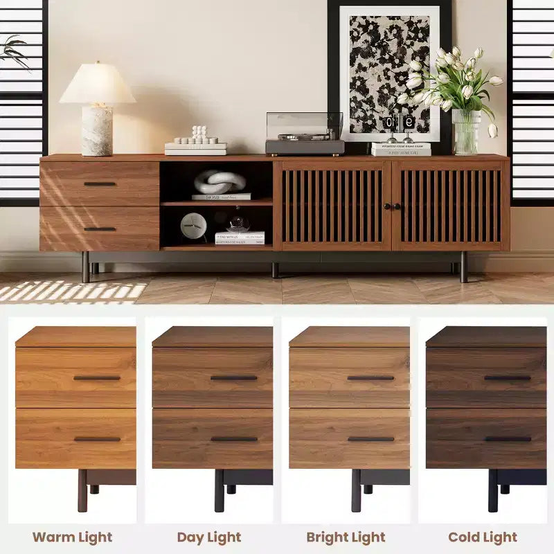 78'' Modern TV Stand for 85'' TVs Media Console Entertainment Center with Deep Drawers & Cable Management, Walnut - ModernLuxe