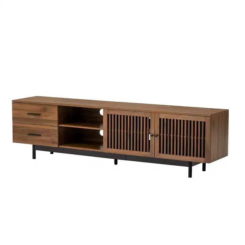 78'' Modern TV Stand for 85'' TVs Media Console Entertainment Center with Deep Drawers & Cable Management, Walnut - ModernLuxe