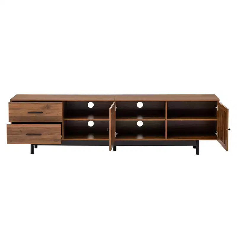 78'' Modern TV Stand for 85'' TVs Media Console Entertainment Center with Deep Drawers & Cable Management, Walnut - ModernLuxe