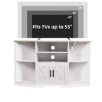 Farmhouse Corner TV Stand for 50 Inch TV, Entertainment Center with Storage and Power Outlet , TV Console Cabinet for Living Room