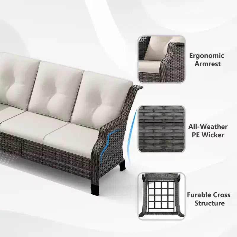 Canapé d'extérieur tout temps UPTIOT avec accoudoirs ergonomiques et coussins haut de gamme
