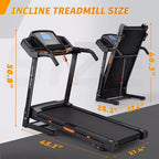 Whisen Electric Foldable Treadmill, 3.5HP Workout Running Machine Walking with 12 Preset Programs, Incline, Handrail Controls Speed