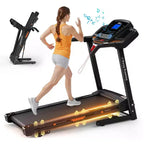 Whisen Electric Foldable Treadmill, 3.5HP Workout Running Machine Walking with 12 Preset Programs, Incline, Handrail Controls Speed