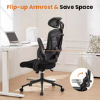 Chaise de bureau ergonomique à dossier haut TUYOHW avec support lombaire réglable, chaise de jeu avec accoudoirs relevables, chaise d'ordinateur en maille pour la maison, le bureau