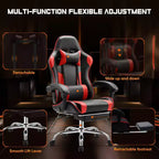 Chaise de jeu ergonomique TUYOHW avec repose-pieds, fauteuil inclinable en cuir PU avec appuie-tête et accoudoir fixe, chaise d'ordinateur pour le bureau et l'étude