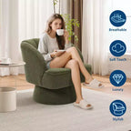 Fauteuil pivotant moderne en forme de tonneau, fauteuil rembourré en tissu Teddy à 360° avec dossier rayé et rembourrage moelleux, chaise longue ronde confortable, lot de 2