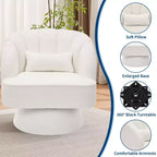 Fauteuil pivotant moderne en forme de tonneau, fauteuil rembourré en tissu Teddy à 360° avec dossier rayé et rembourrage moelleux, chaise longue ronde confortable, lot de 2