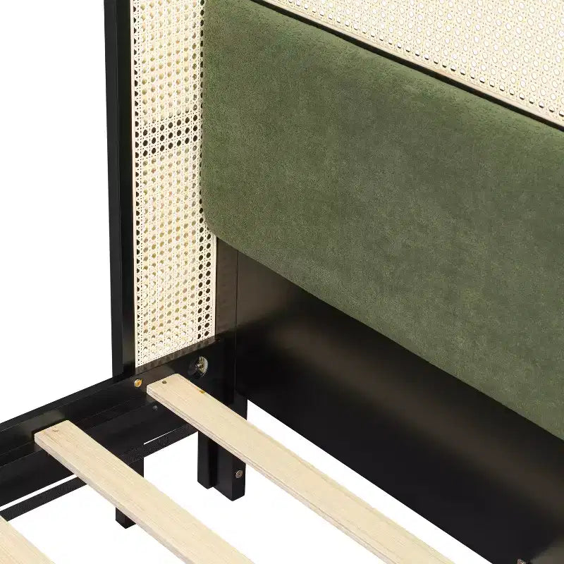 Queen/King Size Platform Bed Frame with Wingback Upholstered Headboard & Sturdy Wood Frame, Bohemian - ModernLuxe