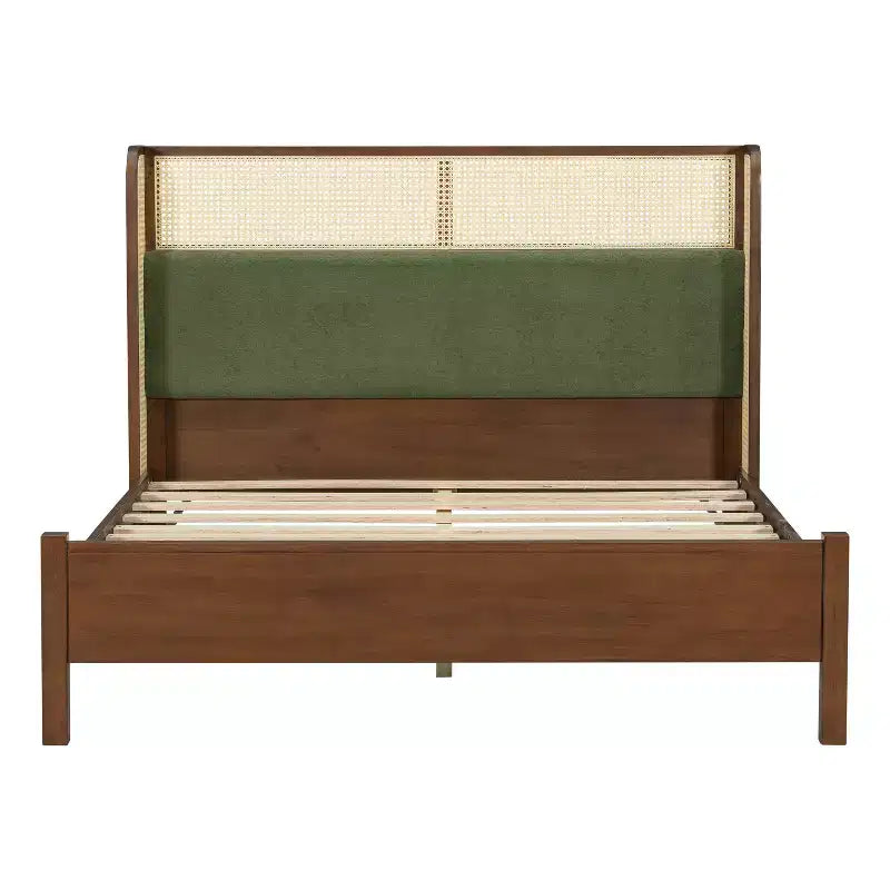 Queen/King Size Platform Bed Frame with Wingback Upholstered Headboard & Sturdy Wood Frame, Bohemian - ModernLuxe