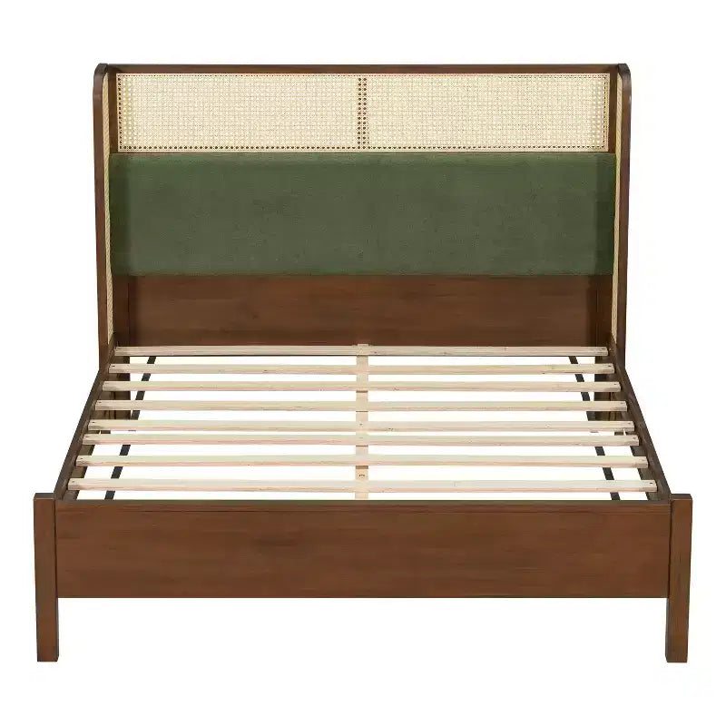 Queen/King Size Platform Bed Frame with Wingback Upholstered Headboard & Sturdy Wood Frame, Bohemian - ModernLuxe