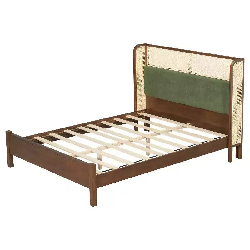 Queen/King Size Platform Bed Frame with Wingback Upholstered Headboard & Sturdy Wood Frame, Bohemian - ModernLuxe