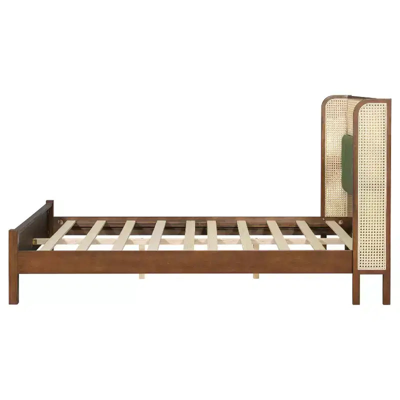 Queen/King Size Platform Bed Frame with Wingback Upholstered Headboard & Sturdy Wood Frame, Bohemian - ModernLuxe