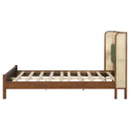 Queen/King Size Platform Bed Frame with Wingback Upholstered Headboard & Sturdy Wood Frame, Bohemian - ModernLuxe